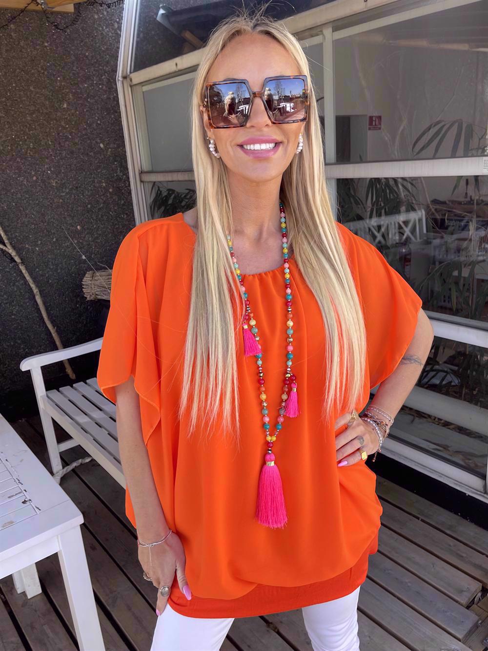 Tea - Topp med löst chiffong tyg över